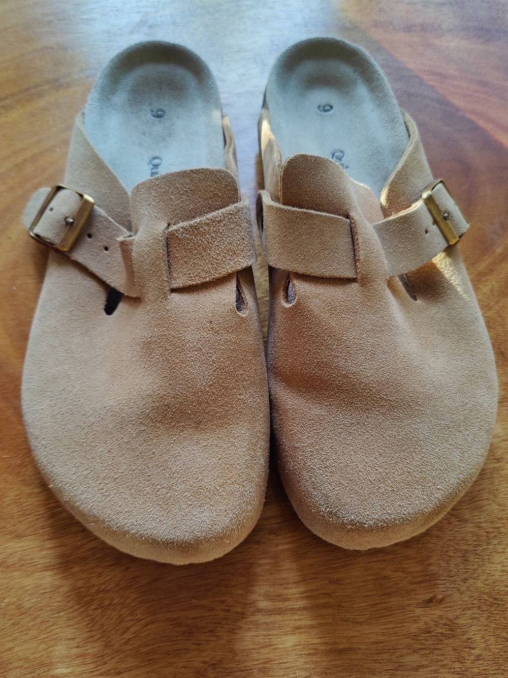 Quince Suede Slip-On Clog with Buckle - Tan 9